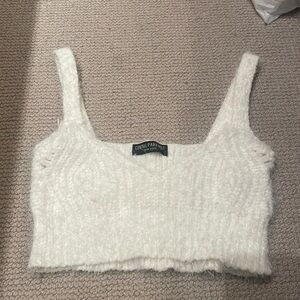Central Park west white fuzzy bralette crop top small